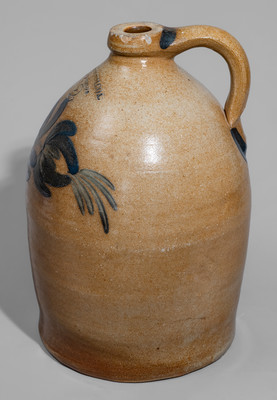 Two-Gallon COWDEN & WILCOX / HARRISBURG, PA Stoneware Jug w/ Cobalt Floral Decoration