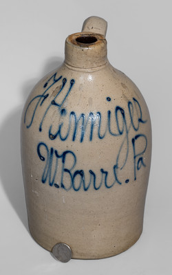 Wilkes-Barre, PA Advertising Jug, attrib. James Ryan, Pittston, PA