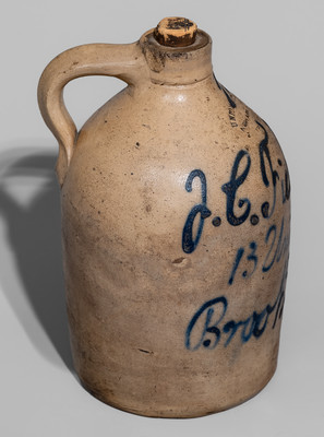 Half-Gallon Brooklyn, NY Advertising Jug, UNION POTTERY / NEWARK, N.J. / J ZIPF. Prop'r