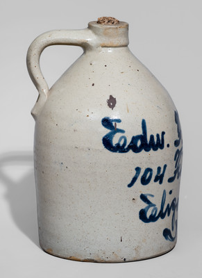 Elizabeth, NJ Stoneware Advertising Jug attrib. Fulper Pottery, Flemington