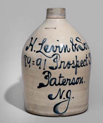 Paterson, NJ Stoneware Advertising Jug attrib. Fulper Pottery, Flemington