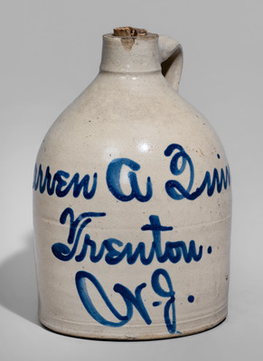 Half-Gallon Trenton, NJ Stoneware Advertising Jug attrib. Fulper Pottery, Flemington