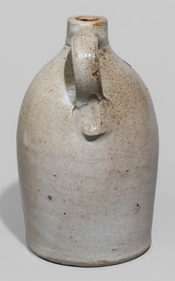 Unusual Half-Gallon Albany-Slip-Decorated Hazleton, PA Advertising Jug, attrib. James Ryan, Pittston, PA
