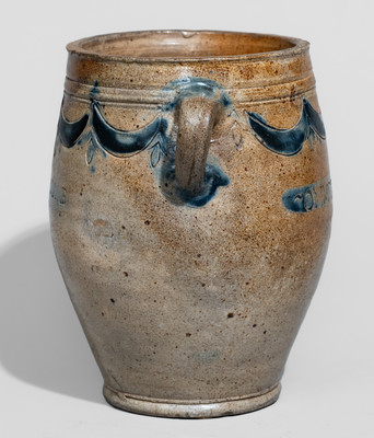 Fine COMMERAW'S / STONEWARE Vertical-Handled Stoneware Jar, New York City, c1800