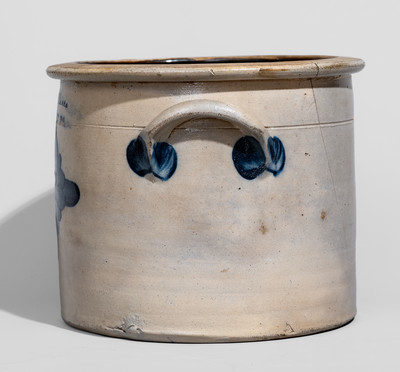 Scarce COWDEN & WILCOX / HARRISBURG, PA Stoneware Cake Crock w/ Cobalt Starburst