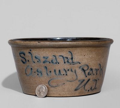 Very Rare Half-Gallon Asbury Park, NJ Stoneware Advertising Bowl, attrib. Union Pottery, Newark