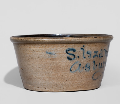 Very Rare Half-Gallon Asbury Park, NJ Stoneware Advertising Bowl, attrib. Union Pottery, Newark