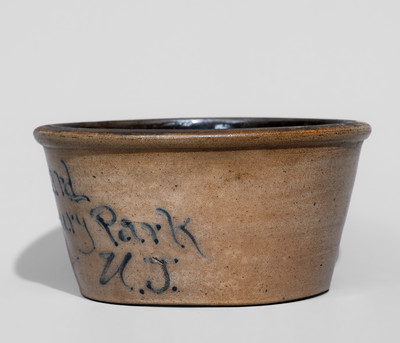 Very Rare Half-Gallon Asbury Park, NJ Stoneware Advertising Bowl, attrib. Union Pottery, Newark