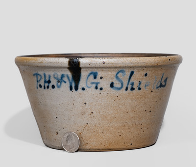 Rare Half-Gallon Paterson, NJ Stoneware Advertising Bowl, attrib. Union Pottery, Newark