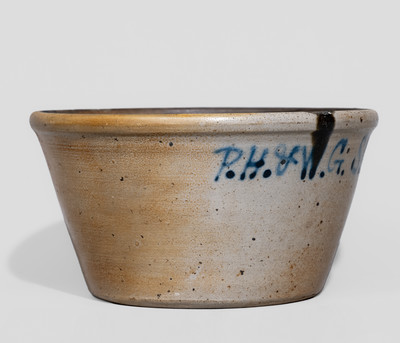 Rare Half-Gallon Paterson, NJ Stoneware Advertising Bowl, attrib. Union Pottery, Newark