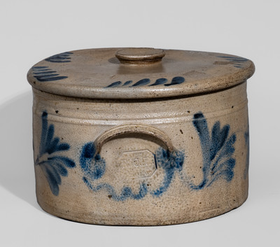 RCR / PHILA (Richard C. Remmey, Philadelphia, PA) Stoneware Butter Crock w/ Lid