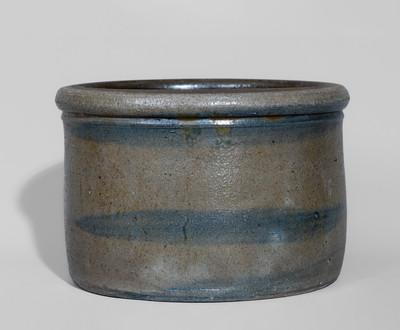 Western Pennsylvania Stoneware Butter Crock w/ Stripe Motifs, c1880