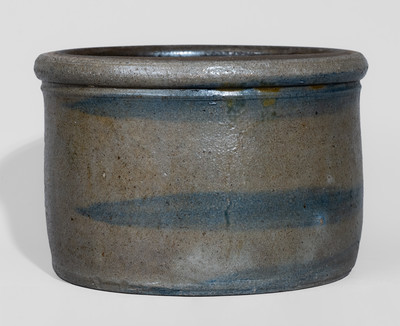 Western Pennsylvania Stoneware Butter Crock w/ Stripe Motifs, c1880