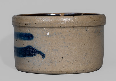 Western PA Cobalt-Decorated Stoneware Cake Crock w/ Stripe Motifs