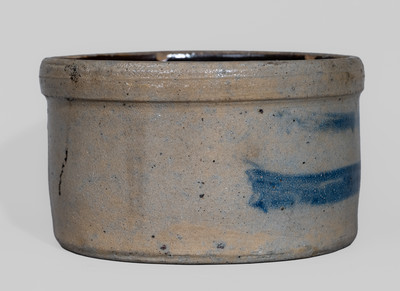 Western PA Cobalt-Decorated Stoneware Cake Crock w/ Stripe Motifs