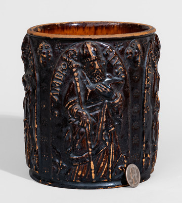 Very Rare "Daniel Reichard / 1801" Redware Jar w/ St. Ambrose Motifs, Washington Co, MD or Dauphin Co, PA