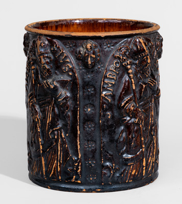 Very Rare "Daniel Reichard / 1801" Redware Jar w/ St. Ambrose Motifs, Washington Co, MD or Dauphin Co, PA