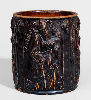 Very Rare "Daniel Reichard / 1801" Redware Jar w/ St. Ambrose Motifs, Washington Co, MD or Dauphin Co, PA