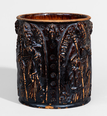 Very Rare "Daniel Reichard / 1801" Redware Jar w/ St. Ambrose Motifs, Washington Co, MD or Dauphin Co, PA