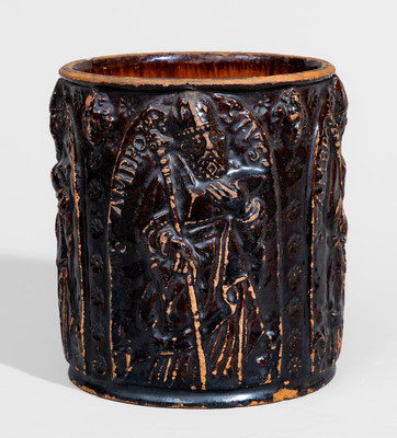 Very Rare "Daniel Reichard / 1801" Redware Jar w/ St. Ambrose Motifs, Washington Co, MD or Dauphin Co, PA