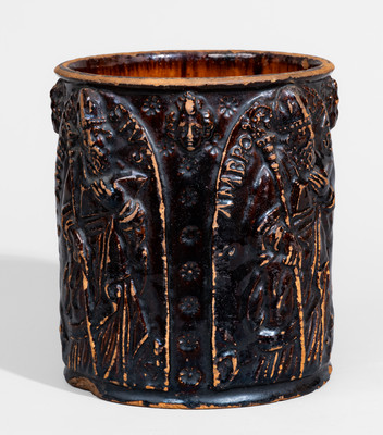 Very Rare "Daniel Reichard / 1801" Redware Jar w/ St. Ambrose Motifs, Washington Co, MD or Dauphin Co, PA
