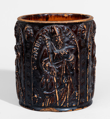 Very Rare "Daniel Reichard / 1801" Redware Jar w/ St. Ambrose Motifs, Washington Co, MD or Dauphin Co, PA