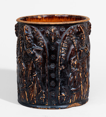 Very Rare "Daniel Reichard / 1801" Redware Jar w/ St. Ambrose Motifs, Washington Co, MD or Dauphin Co, PA