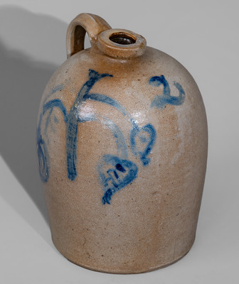 Two-Gallon Ohio Stoneware Jug w/ Cobalt Apple Decoration, c1870