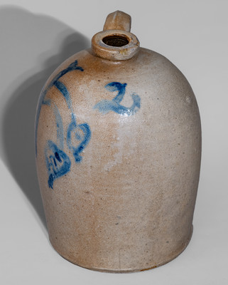 Two-Gallon Ohio Stoneware Jug w/ Cobalt Apple Decoration, c1870