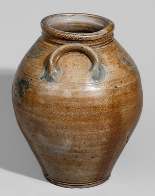 Attrib. Bissett Family, Old Bridge, New Jersey Stoneware Jar w/ Incised Floral Decoration