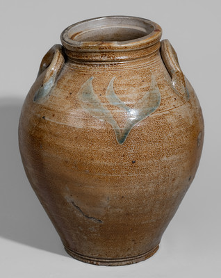 Attrib. Bissett Family, Old Bridge, New Jersey Stoneware Jar w/ Incised Floral Decoration