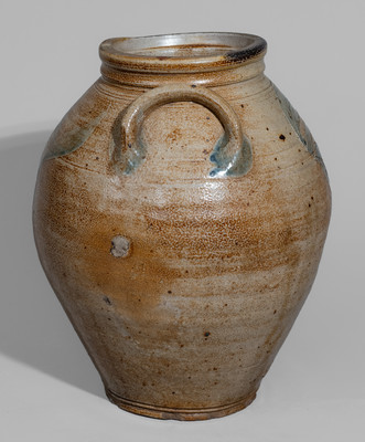 Attrib. Bissett Family, Old Bridge, New Jersey Stoneware Jar w/ Incised Floral Decoration
