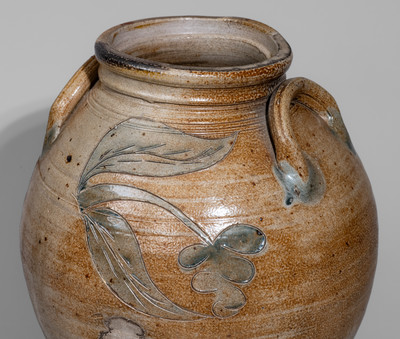 Attrib. Bissett Family, Old Bridge, New Jersey Stoneware Jar w/ Incised Floral Decoration