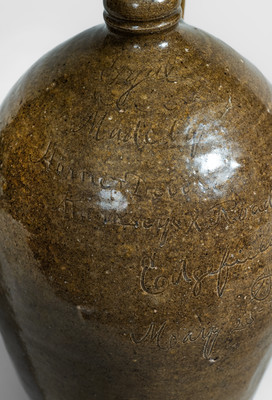 Extremely Rare "Horne + Devore / Kirksey's X Roads / Edgefield Co. / S.C." 1874 Stoneware Jug