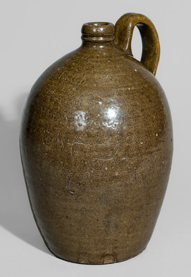 Extremely Rare "Horne + Devore / Kirksey's X Roads / Edgefield Co. / S.C." 1874 Stoneware Jug