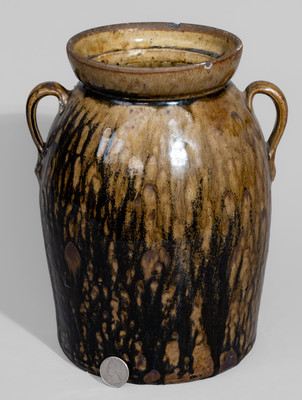 Crawford County, GA Open-Handled Alkaline-Glazed Stoneware Jar, second half 19th century