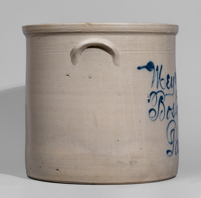 Scarce Six-Gallon Paterson, NJ Advertising Crock attrib. Fulper Pottery, Flemington