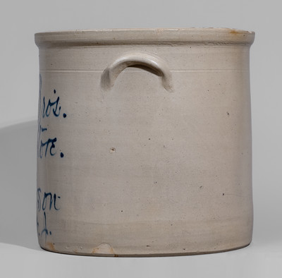 Scarce Six-Gallon Paterson, NJ Advertising Crock attrib. Fulper Pottery, Flemington