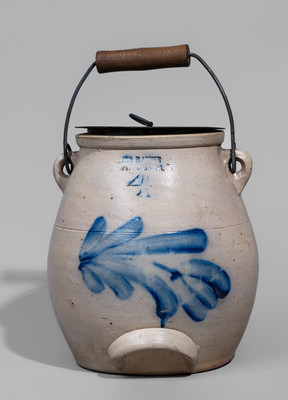 EVAN R. JONES / PITTSTON. PA Stoneware Batter Pail, c1875