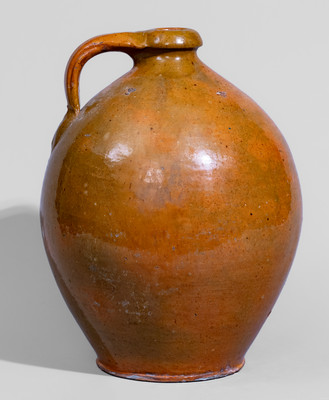 Two-Gallon Galena, Illinois Redware Jug, mid 19th century