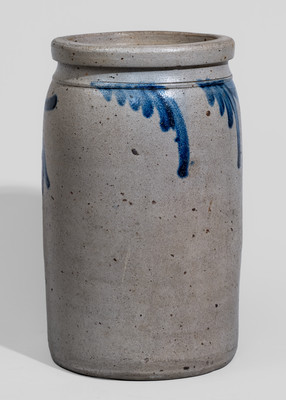 Baltimore Stoneware Jar w/ Cobalt Floral Decoration, c1860