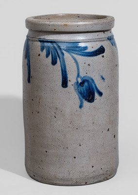 Baltimore Stoneware Jar w/ Cobalt Floral Decoration, c1860