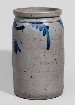 Baltimore Stoneware Jar w/ Cobalt Floral Decoration, c1860