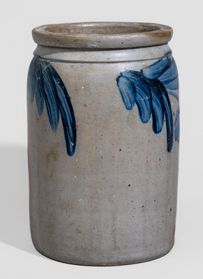 Half-Gallon Baltimore Stoneware Jar w/ Cobalt Floral Decoration, c1850