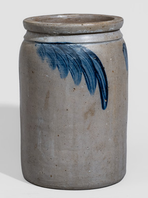 Half-Gallon Baltimore Stoneware Jar w/ Cobalt Floral Decoration, c1850