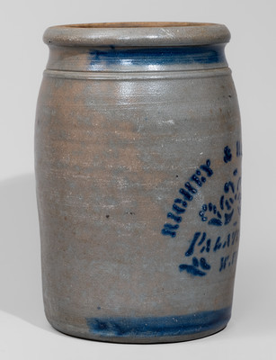 RICHEY & HAMILTON / PALATINE / W. VA Cobalt-Decorated Stoneware Jar