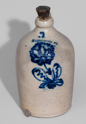 Fine HARRISBURG PA Stoneware Jug attrib. John Young & Co., c1856-58