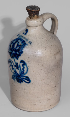 Fine HARRISBURG PA Stoneware Jug attrib. John Young & Co., c1856-58