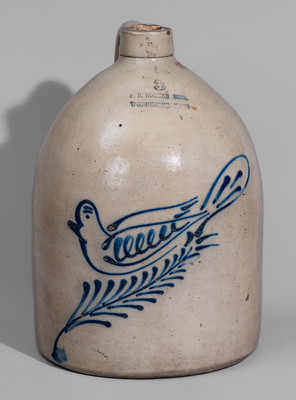 Three-Gallon F. B. NORTON SONS / WORCESTER, MASS Stoneware Dove Jug