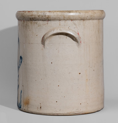 Five-Gallon attrib. Brady & Ryan, Ellenville, NY Stoneware Crock w/ Bird on Stump Decoration
